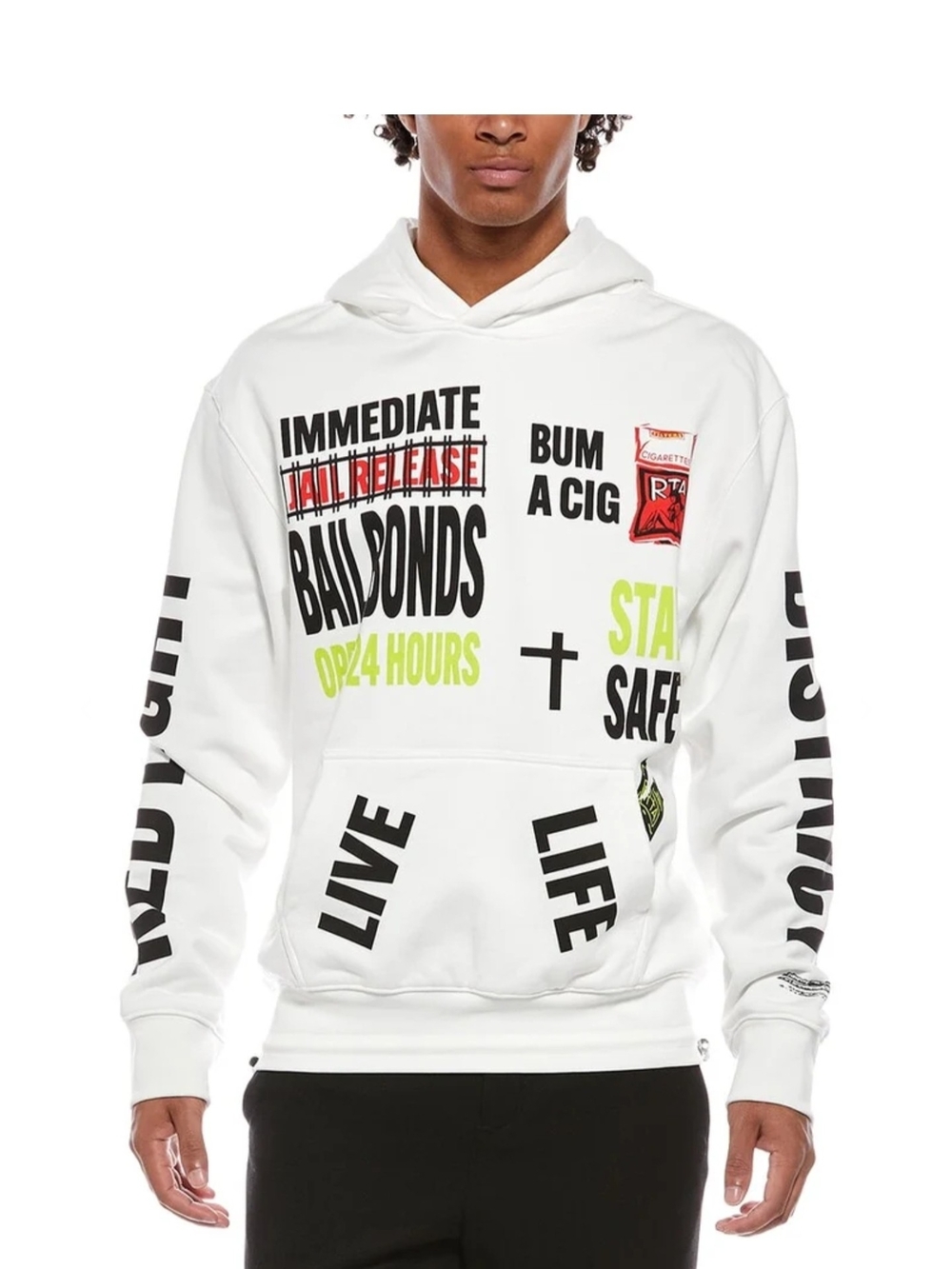 RtA Jordan Underground Hoodie In White. Size Large.